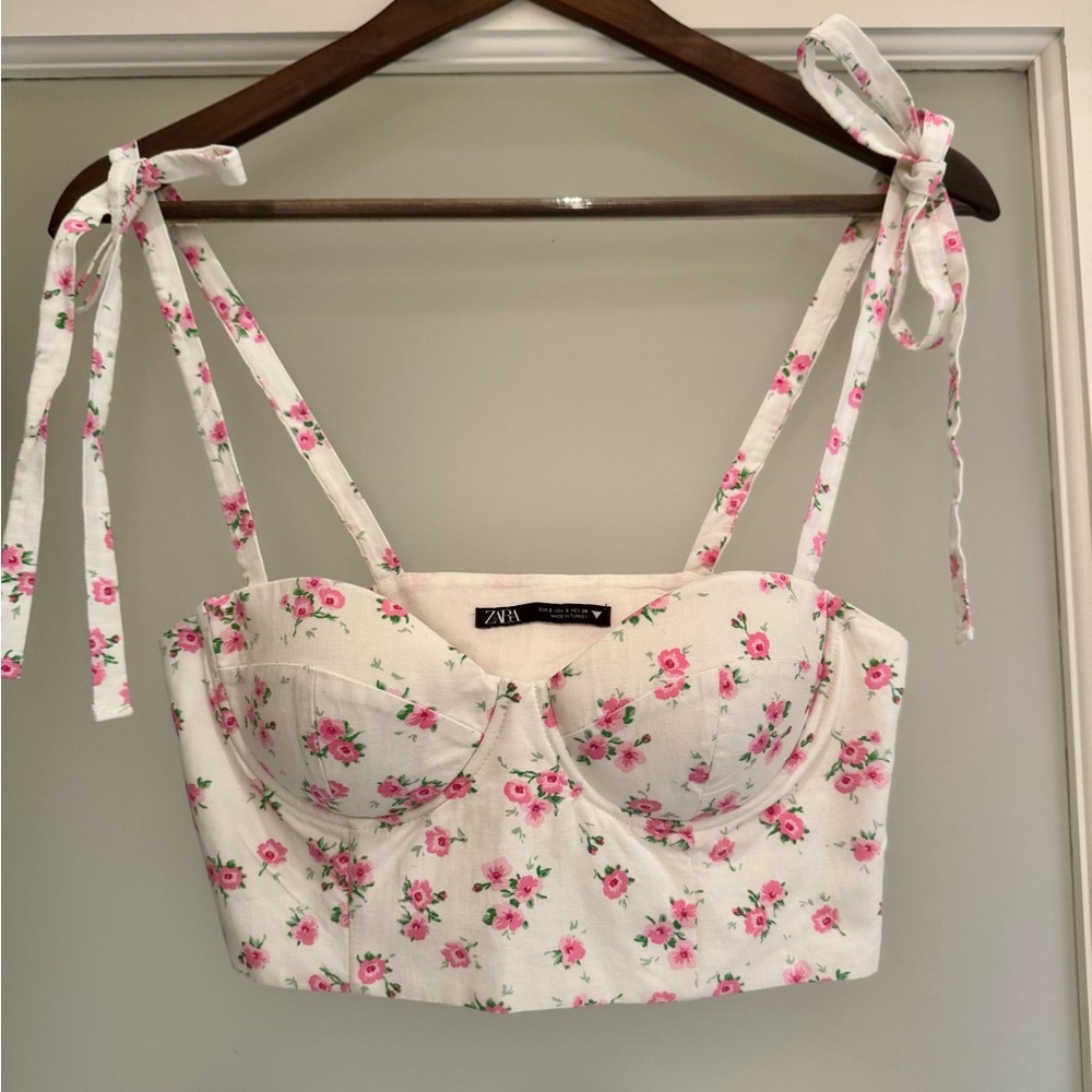 Zara Floral Tie-Strap Corset Top - Picture 4 of 7